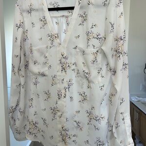 41 Hawthorn Cream Blouse with Lavender & Tan Floral Print